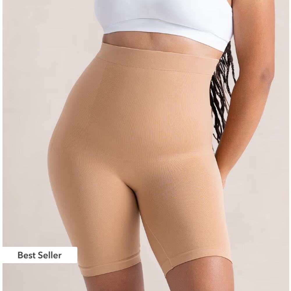 Shapermint Sand 3X High Waisted Shaper Shorts 55021 Shapewear Lightweight Tan